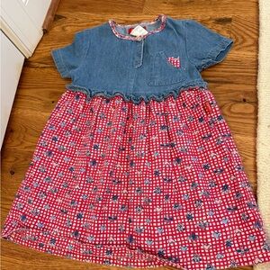 Esprit vintage Girls Dress size Small Red Gingham and Denim